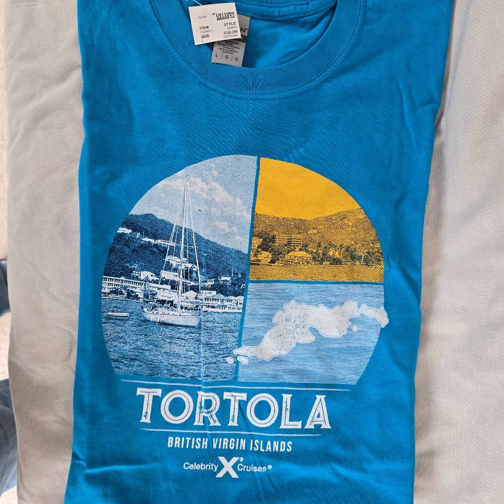 Gildan Blue Short Sleeve Tee with Tortola Design